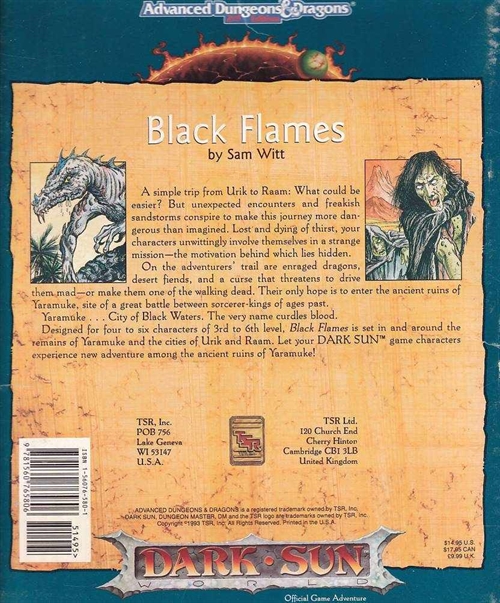 Advanced Dungeons & Dragons 2nd Edition - Dark Sun - Black Flames (B Grade) (Genbrug)